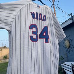 Retro Kerry Wood #34 Chicago Cubs Pinstripe Home Jersey