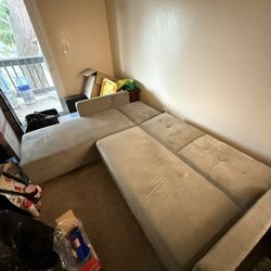 Grey Sofa Couch / futon with Storage (5’ X 7’)