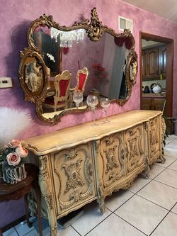 Vintage Ornate Sideboard & Mirror