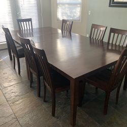 Solid Wood Dining Table And 8 Chairs
