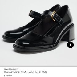 Zara Patent Faux Leather Heeled Shoes