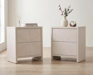 Light Oak Double Drawer Side Table (2 pcs)