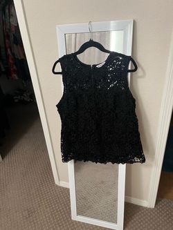 Women’s Black Nanette Lepore Lace Crochet Overlay sleeveless lined ttop