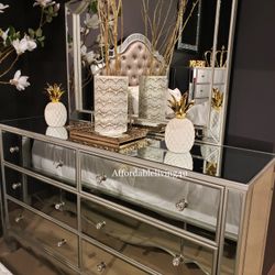 Silver Mirrored Dresser Brand New In Box 