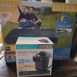Intex Quick Fill Electric Pump 110-120V AC Inflates & Deflates Brand New Sealed Intex Dura Beam 10in Queen Size air mattress
