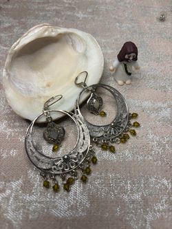 Silver Filigree Chandelier Hoop Earrings