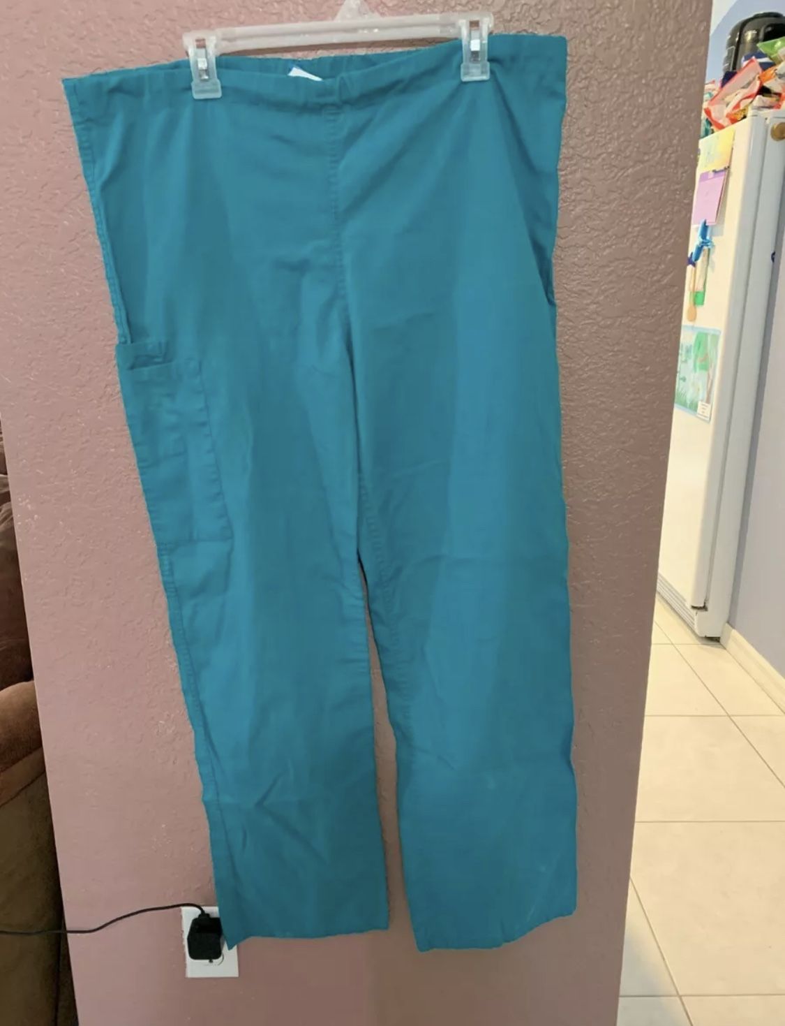 Scrub HQ Size S Teal Scrub Pants Drawstring Cargo Pocket