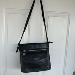 Black Pebbled Leather Black Shoulder Bag