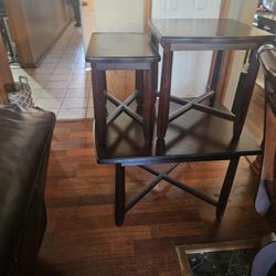 TABLE AND 2 COFFEE TABLES