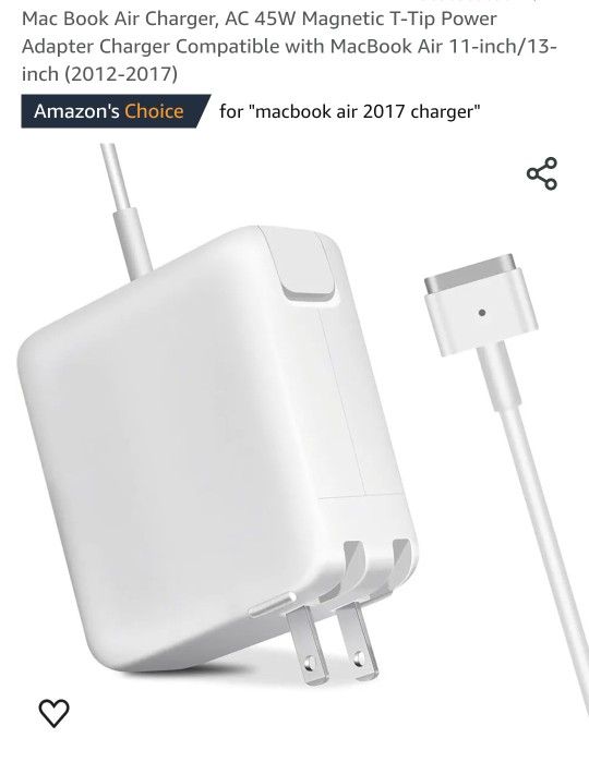 Mac Book Air 2012 - 2017 Charger AC 45W Magnetic T-Tip Power Adapter Charger