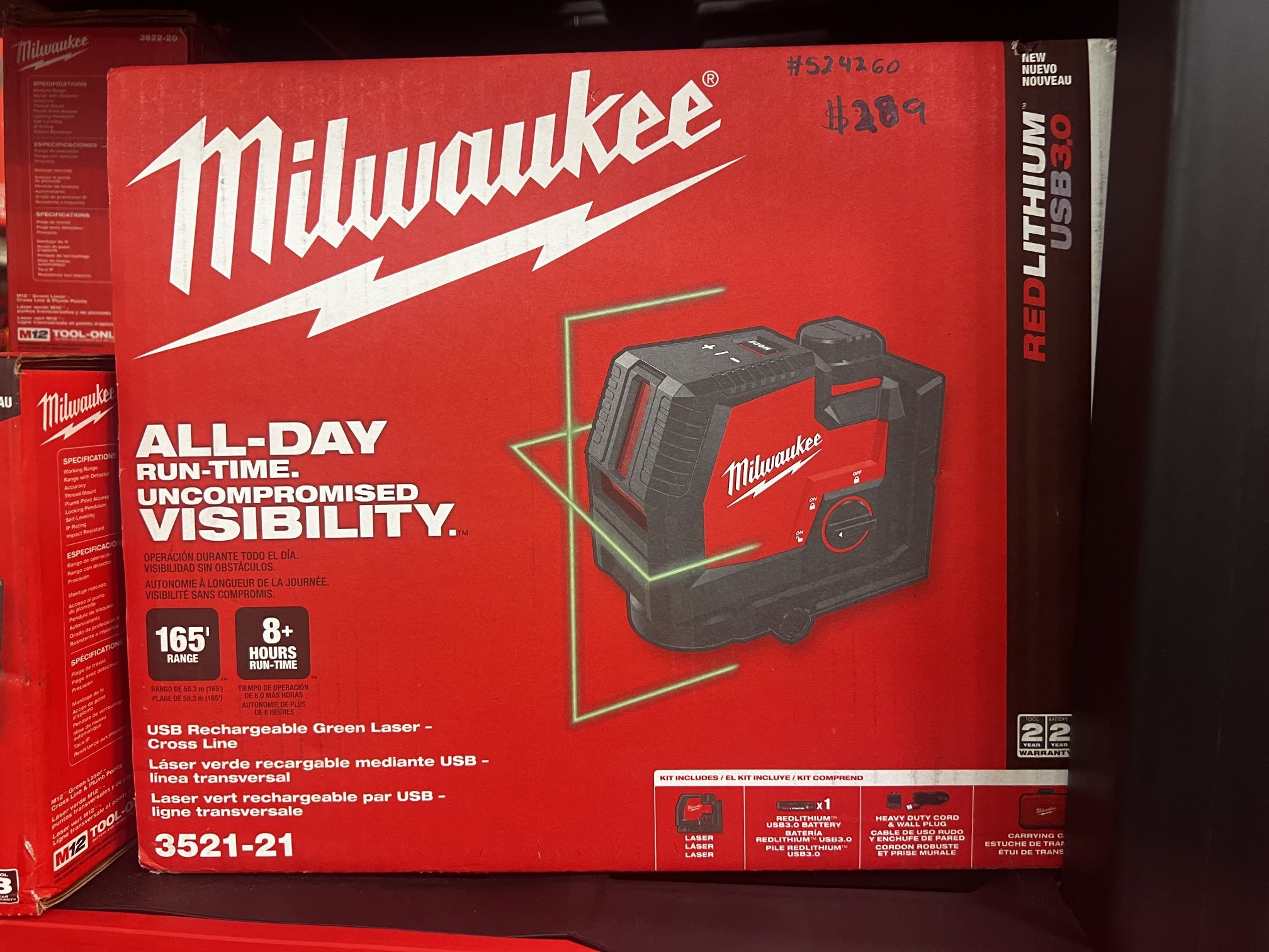 Milwaukee Usb Rechargeable Green Laser Cross Line 
