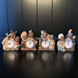 Set Of 4 American Indian Quartz Clocks
