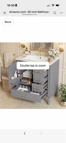 30 Inch Bathroom Vanity with Sink, 30" Vanity with Top for Bathroom, Traditional Bathroom Vanities 30 In with Sink, 30 Restroom Vanity and Sink Combo,