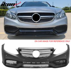 Fits 2014–2016 Benz E-Class W212 E63 Style Front Bumper Cover W/Grille Silver Bar