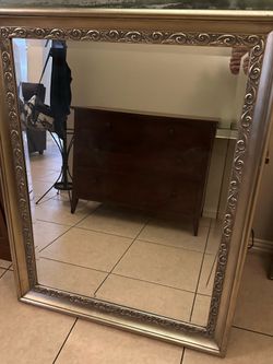 Modern Silver Metallic Mirror – 29” W x 39” L