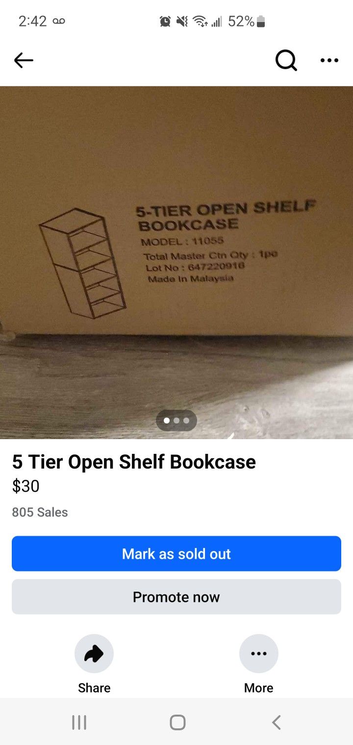 White 5 Tier Open Book Shelf