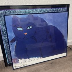 Walesse Ting Chat Bleu - BLUE CAT Yves Riviere Frames Art Print