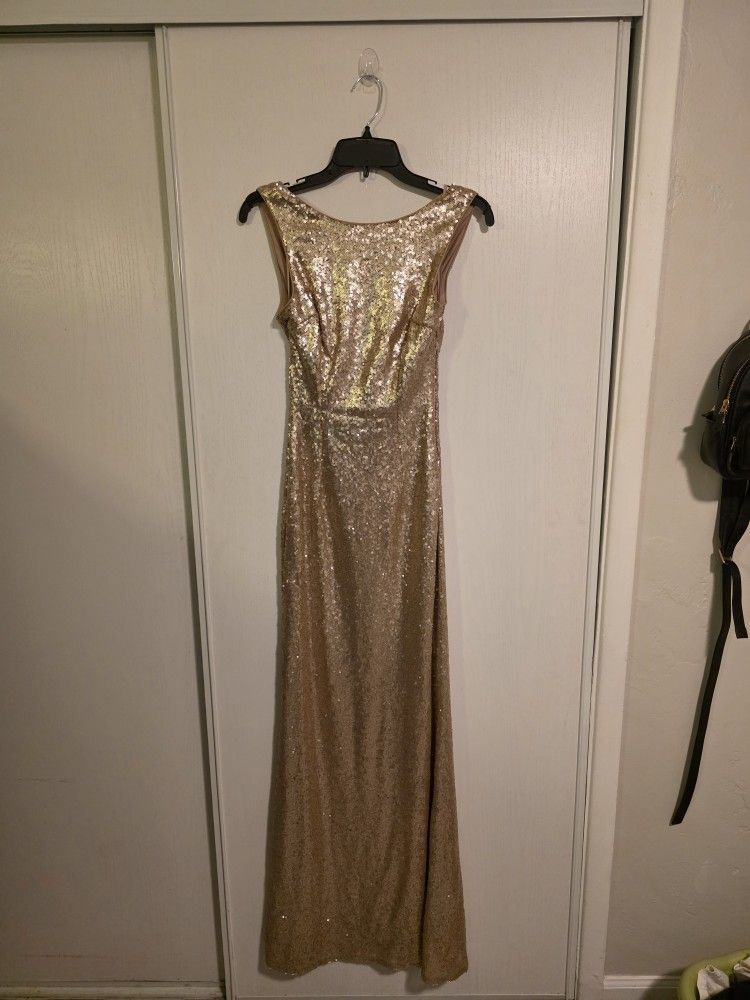 Lulu's Gold Sequin Mermaid Dress Size Small