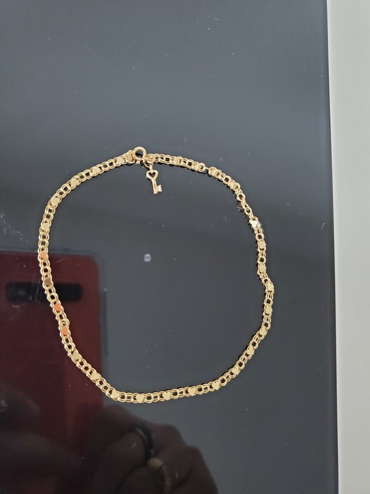 14k Real Gold Hearts Anklet, Never Used, 3gr.