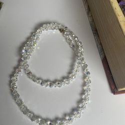Clear Genuine Crystal Beaded 24” Chain Vintage Excellent Condition No Flaws