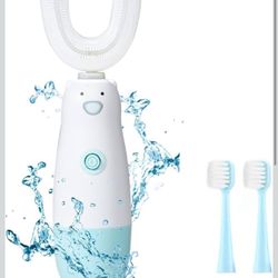 Kids Electric Toothbrush，Toddler Toothbrush Waterproof Battery Powered 360 Automatic Sonic u Shaped Toothbrushes for 2-7 Years Old for Boys Girls，with