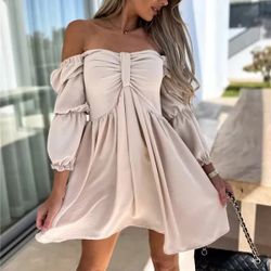 One Shoulder Puff Sleeve Mini Dress

