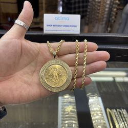 22k Centenario, 14k Chain & Bezel 🎁 Compro Oro 14k $70 X Gramo