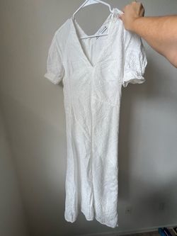 M Zara White Eyelet Midi Dress