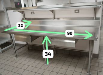 Stainless Steel Commercial Work Table with Over Shelf