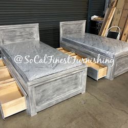 Twin Bed With Drawers And Mattress 
