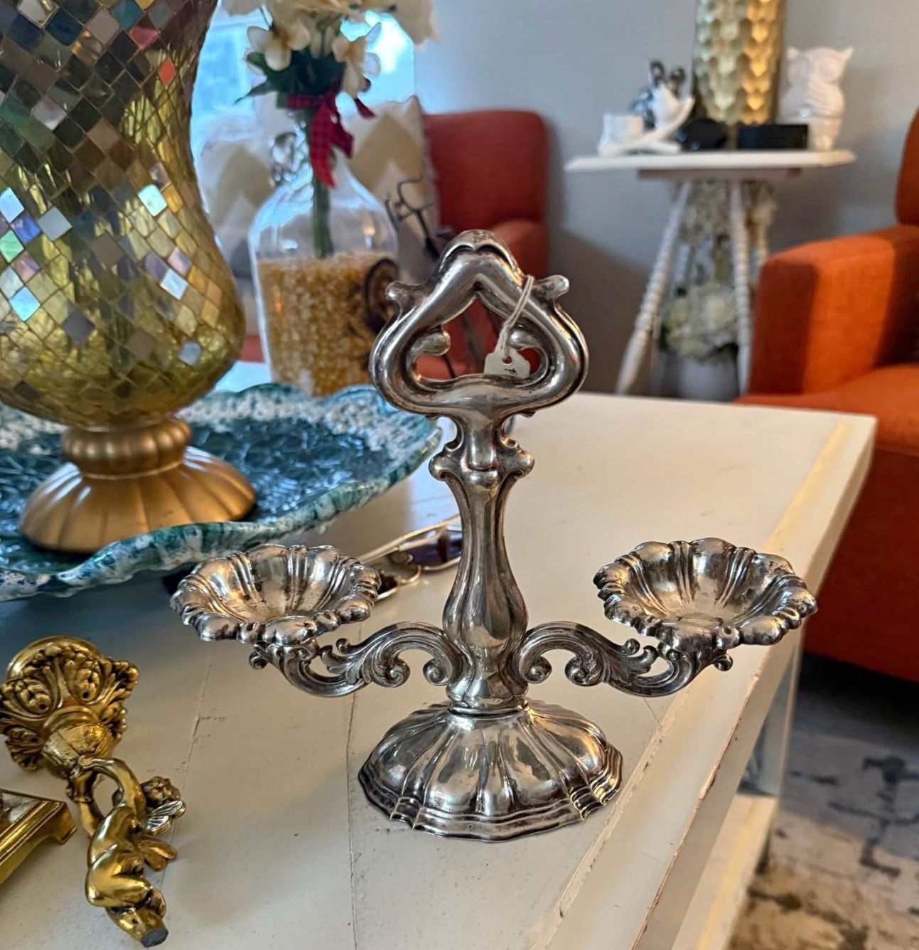 Vintage silver-plated double salt cellar