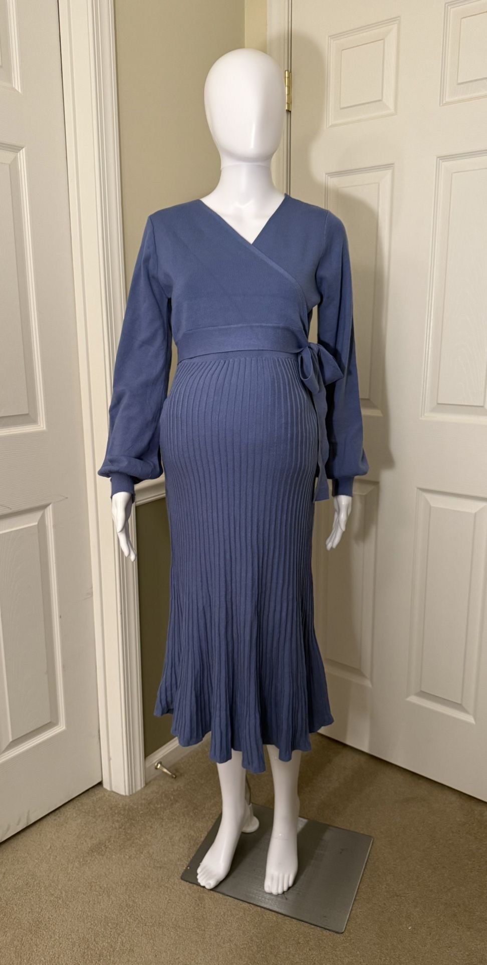 V for City Purple Ribbed Knit Textured Maternity Dress Size Medium