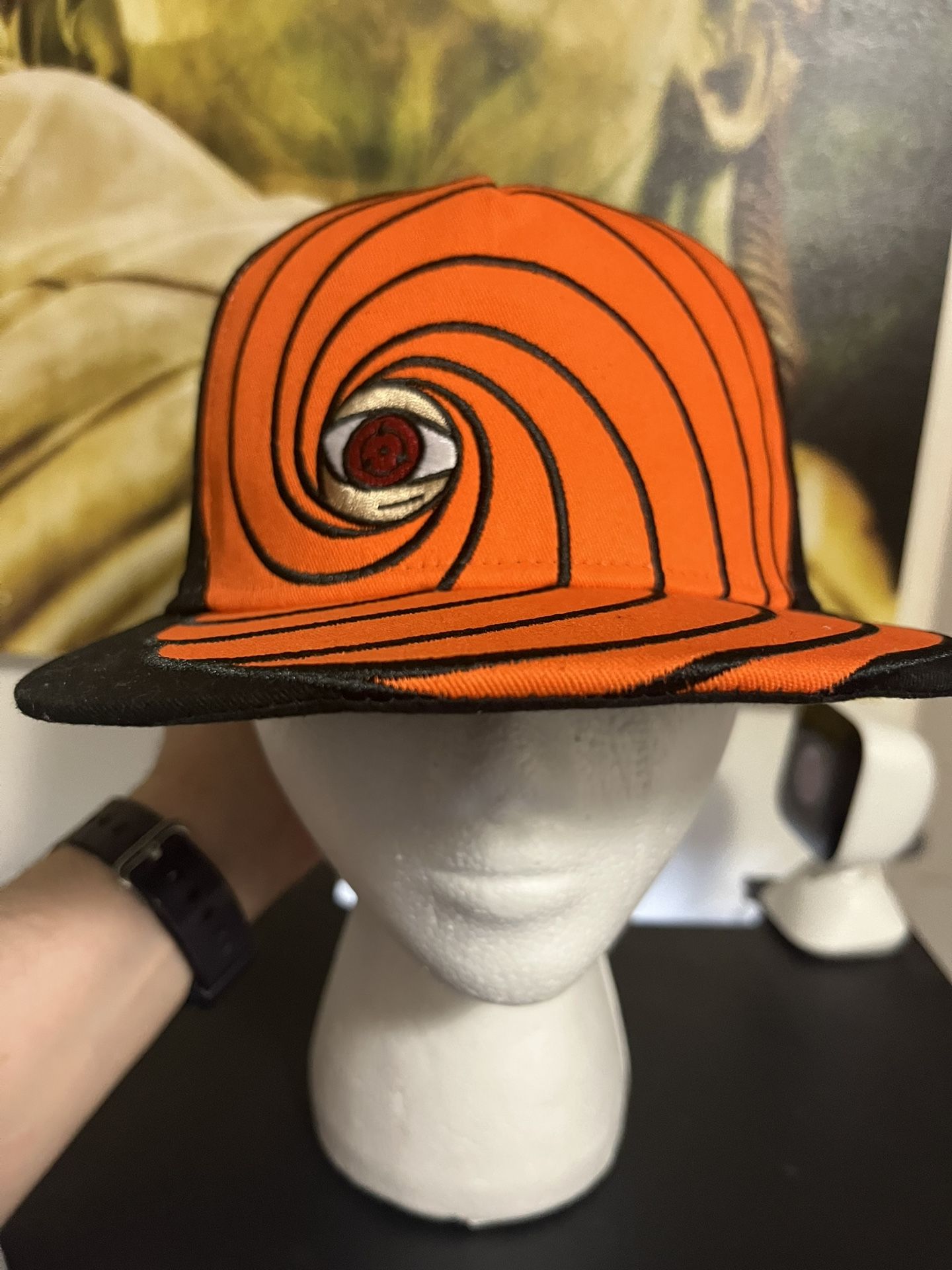 Naruto Shippuden Collection Akatsuki Obito Uchiha Snapback Hat Black & Orange