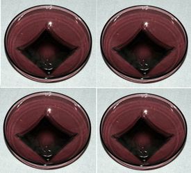 Set of Four Hazel Atlas Glass MOROCCAN AMETHYST 6" ROUND COLONY BOWLS