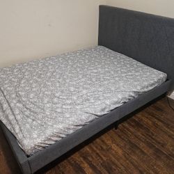 Modern Gray Full Bed Frame + Mattress