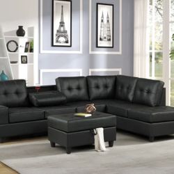 Reversible Sectional + Ottoman Couch Set 