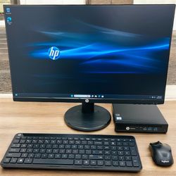 HP i5 Quad Core vPro Full HD desktop PC / Windows 11 Pro / SSD / USB C / WiFi / 24” Monitor / Wireless keyboard & mouse