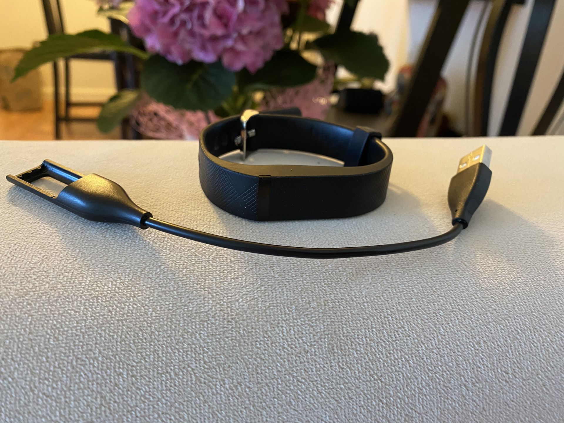 Basic black Fitbit with charger