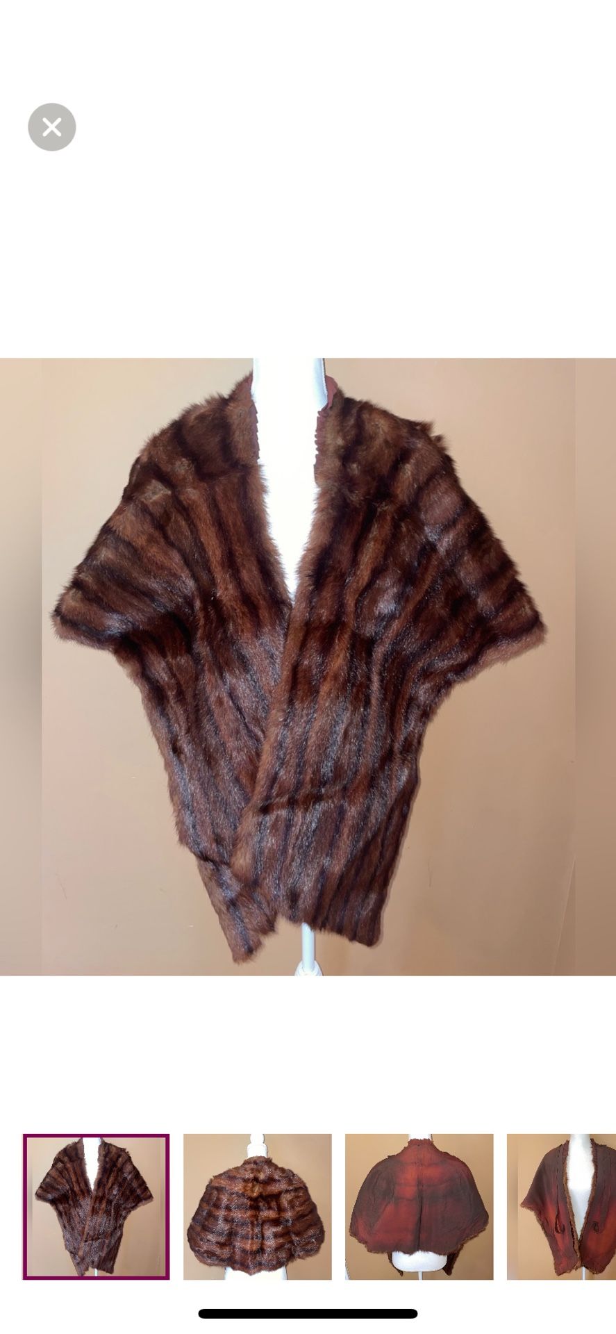 Vintage Genuine Mink Fur Stole Wrap