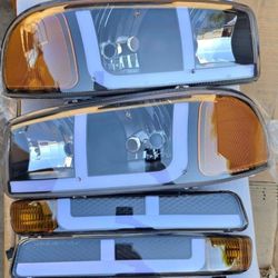 99-06 Gmc Sierra Yukon LED DRL Headlights Luces Micas Calaveras Faros Faroles Focos Headlamps 