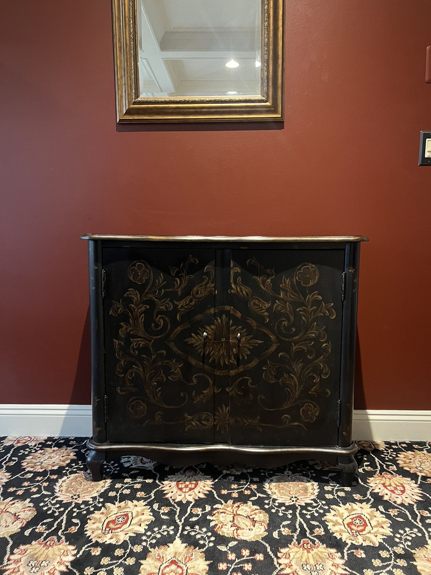 Hand-painted Cabinet In Espresso