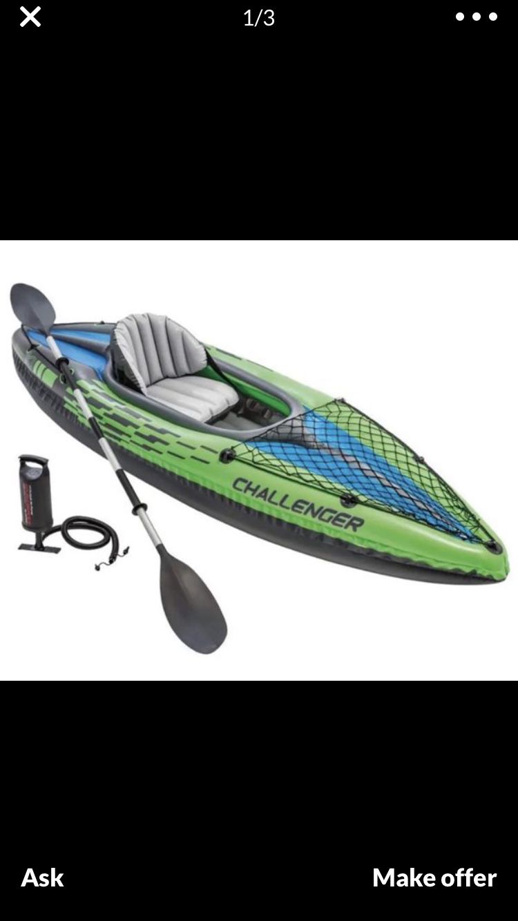 Intex Challenger K1 Inflatable Kayak with Oar and Pump!