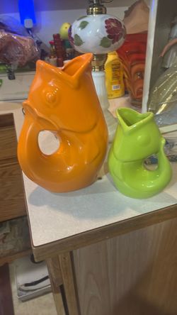 Ceramic Fish Pitcher Set of Two