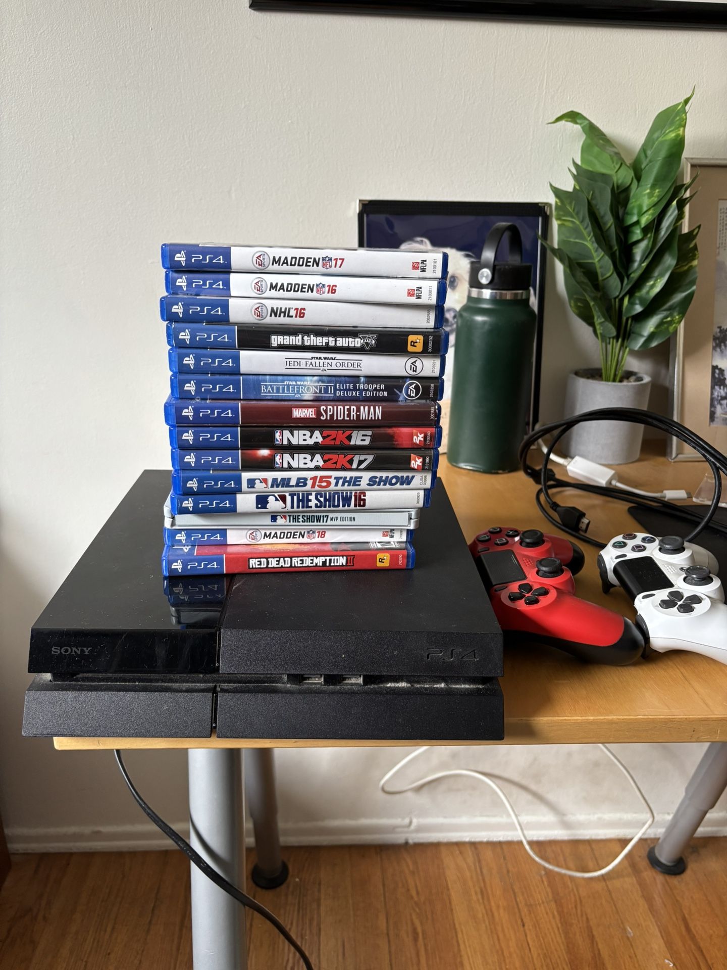 Broken PS4 (parts only), Controllers, and a dozen games