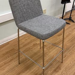 CB2 Charlie Grey Upholstery Bar Stool Chai