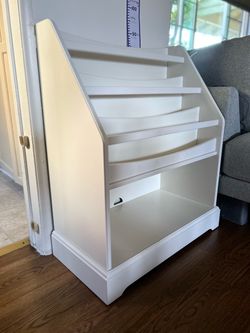White Kids Bookshelf with Bottom Storage