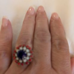 Adjustable Red White & Blue Ring 