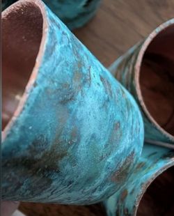 Beautiful patina craft made (5) napkin rings