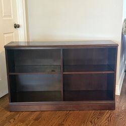 Dark Wood Low Bookcase / Media Console / Storage Cabinet