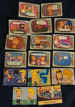 Vintage Simpsons + Beavis & Butt-Head Trading Card Lot – 16 Cards
